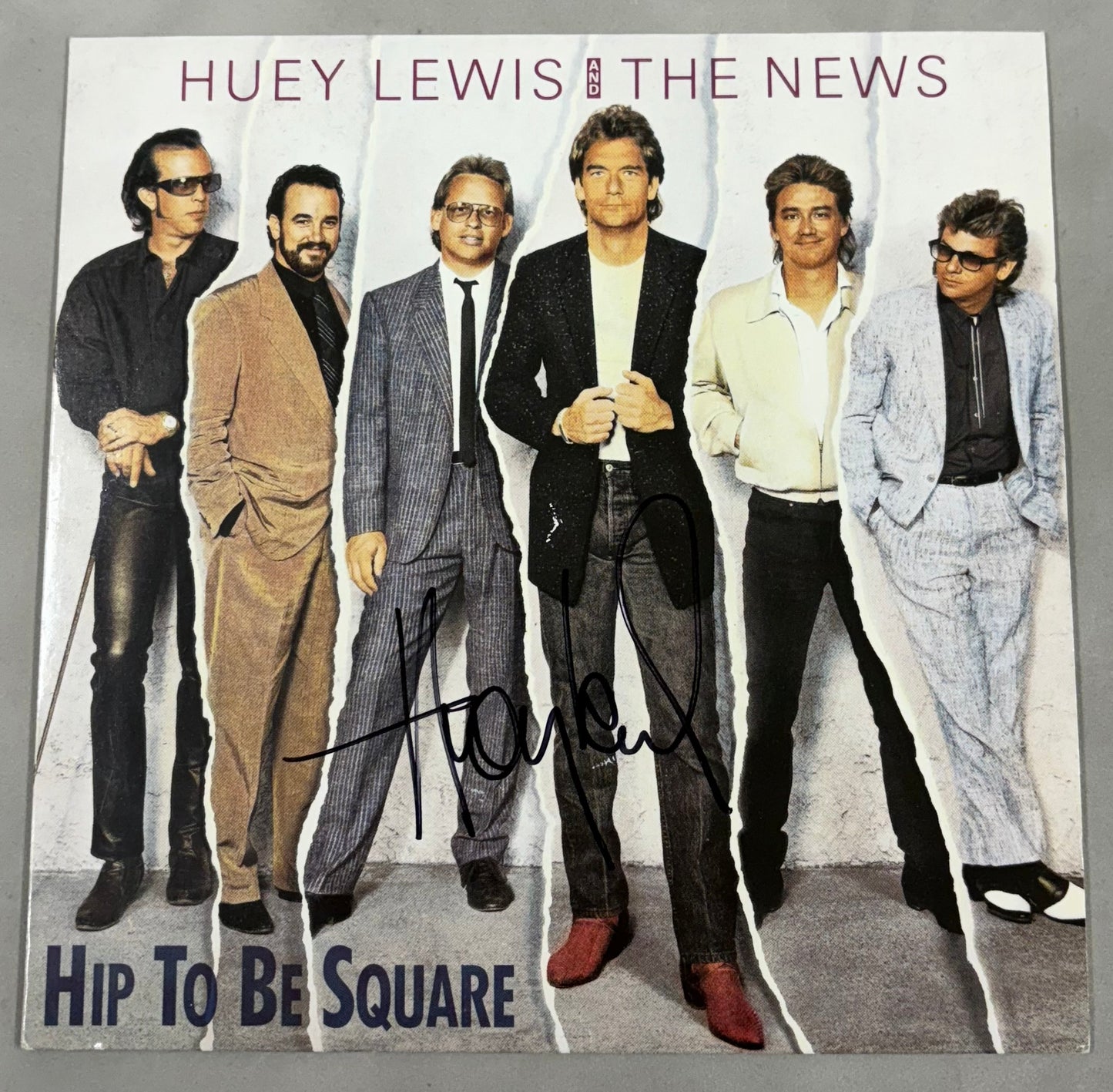 Huey Lewis Signed Hip To Be Square 7'' Vinyl with COA