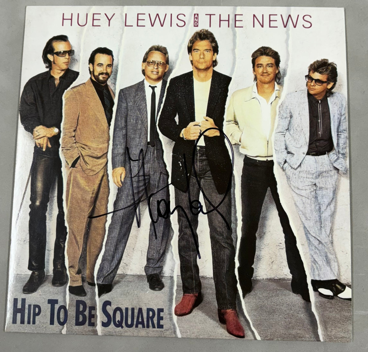 Huey Lewis Signed Hip To Be Square 7'' Vinyl with COA