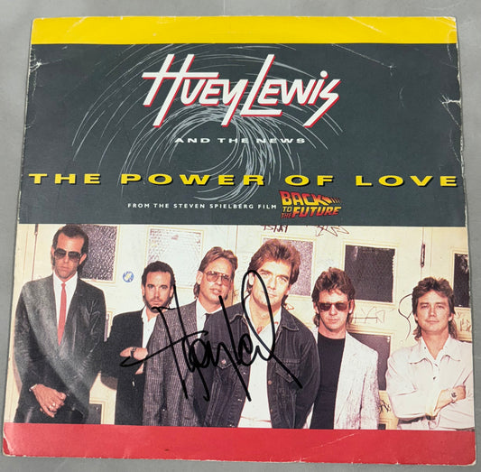 Huey Lewis Signed The Power of Love/ Bad is Bad 7'' Vinyl with COA