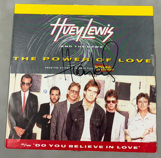 Huey Lewis Signed The Power of Love/Do you Believe in Love? 7'' Vinyl with COA (1)