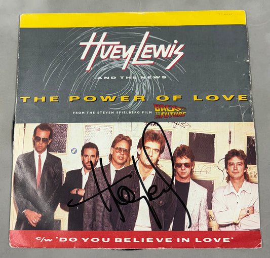 Huey Lewis Signed The Power of Love/Do you Believe in Love? 7'' Vinyl with COA (2)
