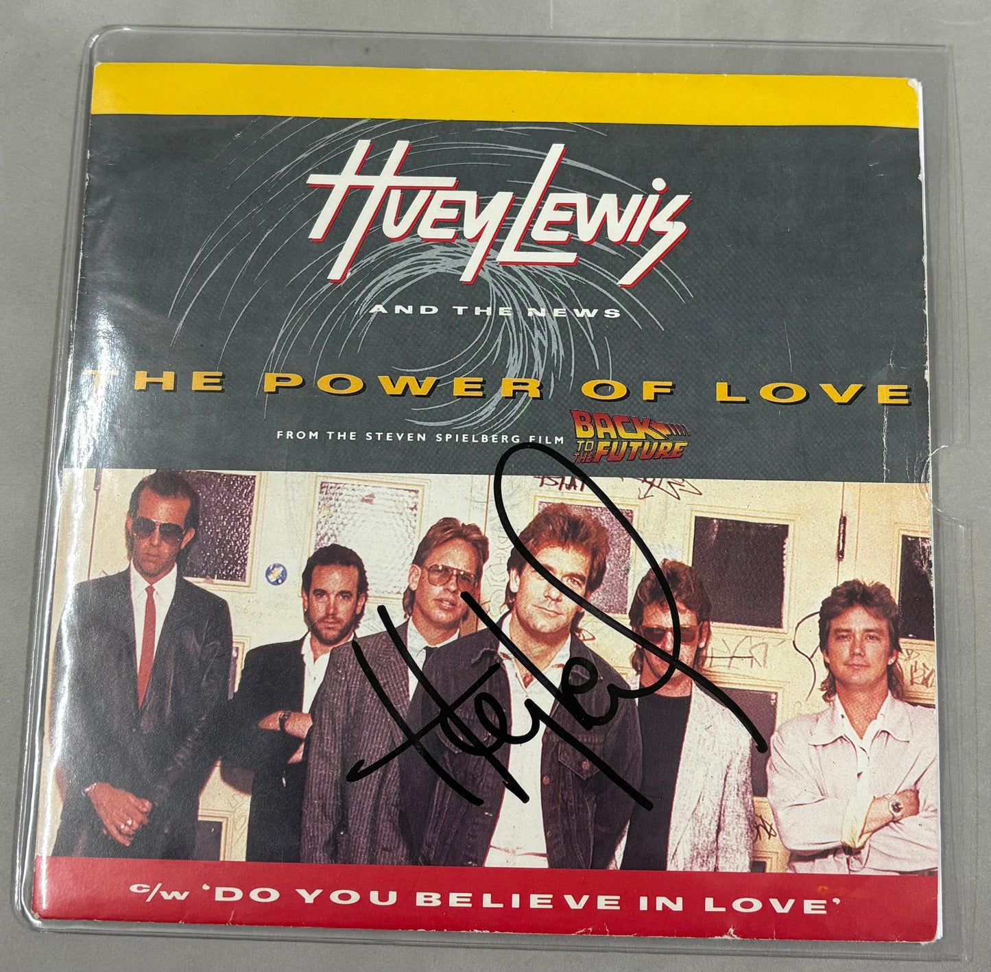 Huey Lewis Signed The Power of Love/Do you Believe in Love? 7'' Vinyl with COA (2)