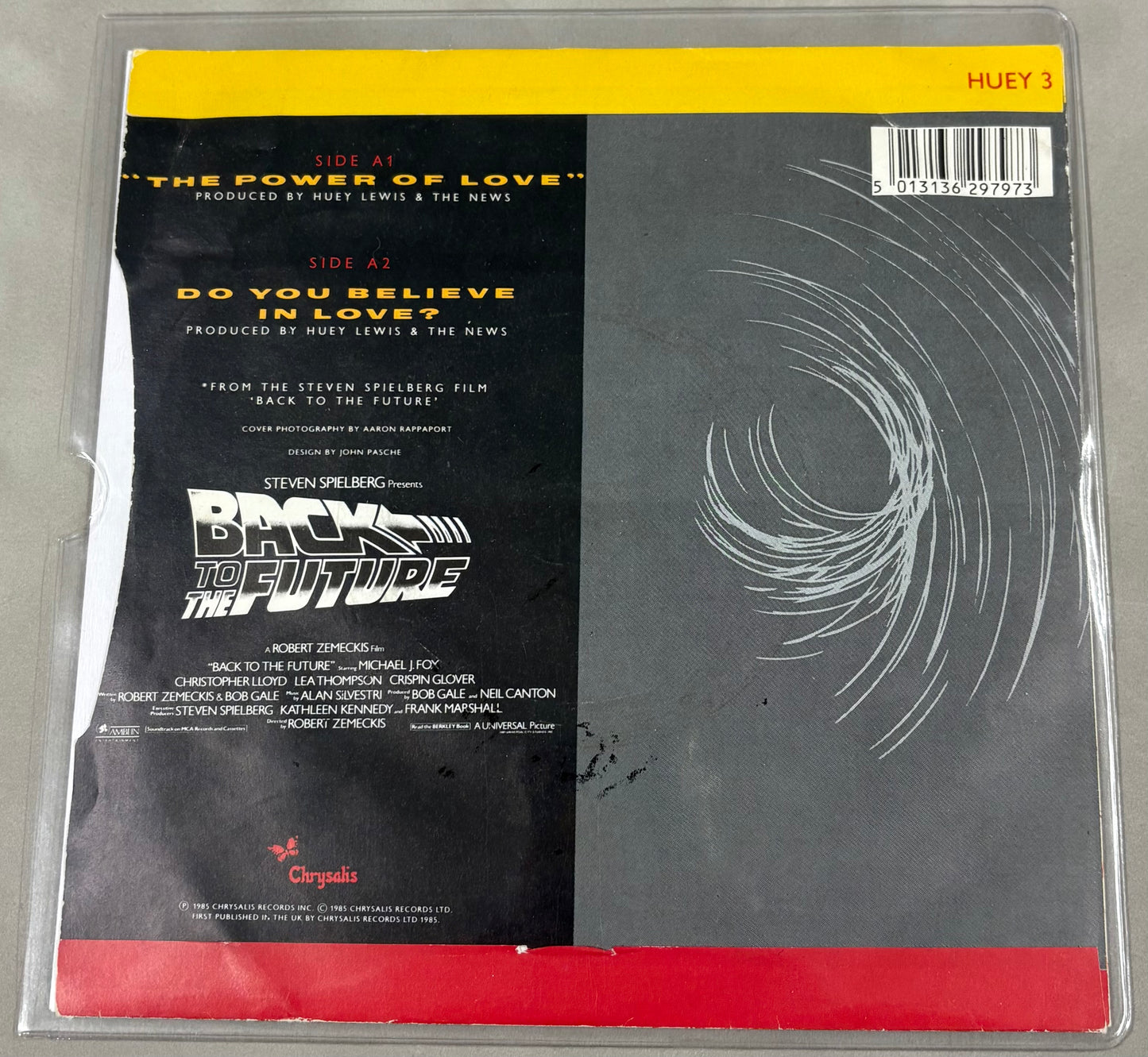 Huey Lewis Signed The Power of Love/Do you Believe in Love? 7'' Vinyl with COA (2)