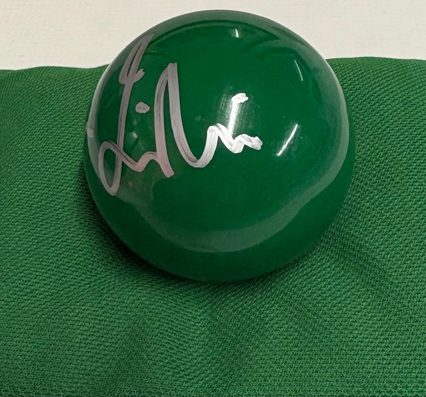 Jack Lisowski Signed GREEN Snooker Ball (Private Signing) + Dealer COA