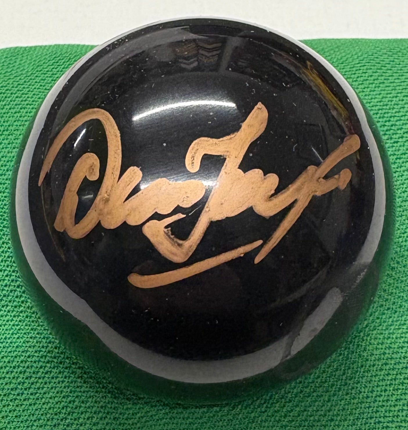 Dennis Taylor Signed BLACK Snooker Ball + Dealer COA