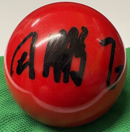 Tian Pengfei Signed RED Snooker Ball + Dealer COA