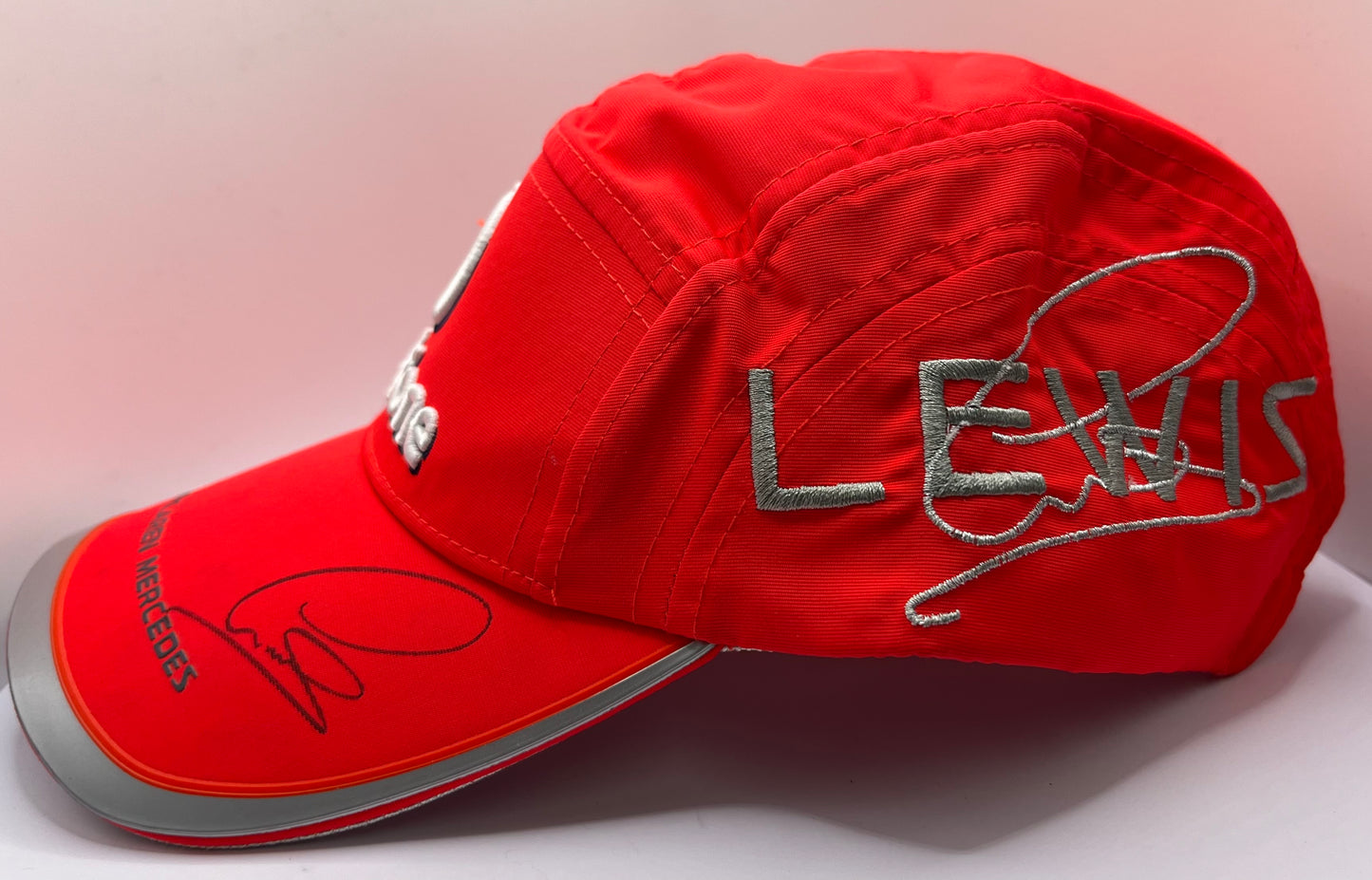 Formula One Legend Lewis Hamilton Signed Vodafone McLaren Mercedes Red F1 Cap with COA