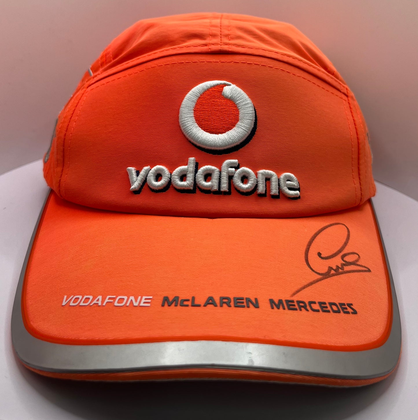Formula One Legend Lewis Hamilton Signed Vodafone McLaren Mercedes Orange F1 Cap with COA