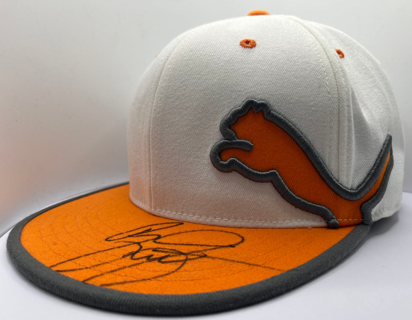 Rickie Fowler Signed Orange & White Puma Flat Brim Golf Cap with COA