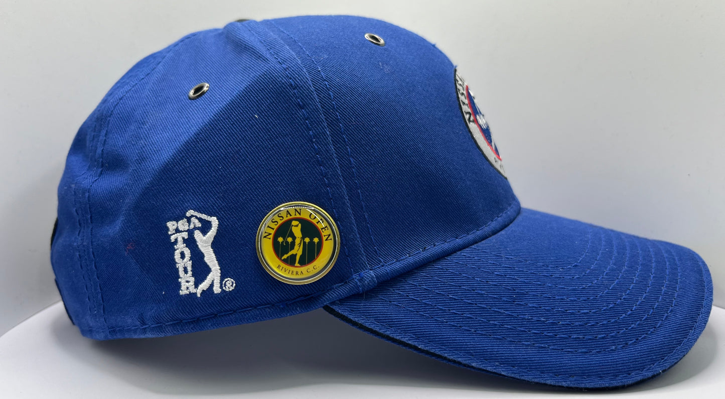 Sir Nick Faldo Signed Nissan Open Blue Golf Cap with COA