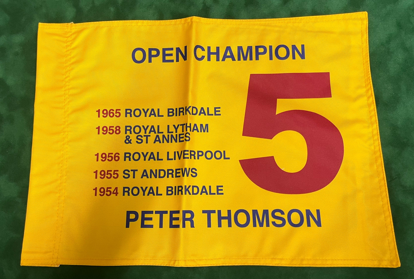 Peter Thomson Five-Time Open Golf Champion Unsigned Golf Flag (Yellow)