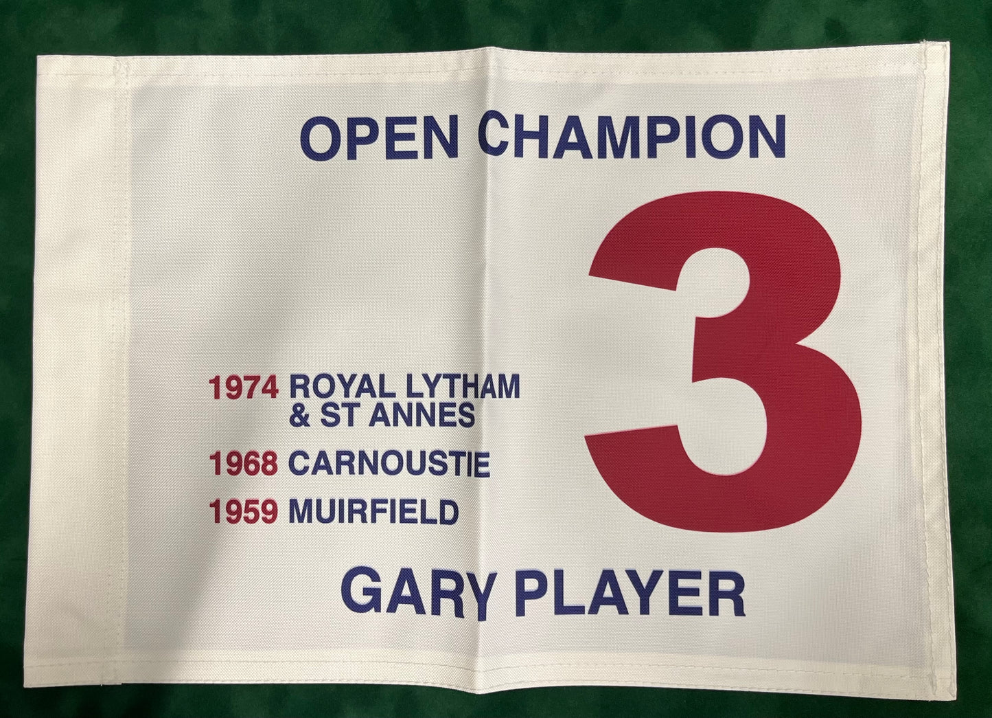 Gary Player Three-Time Open Golf Champion Unsigned Golf Flag (White)