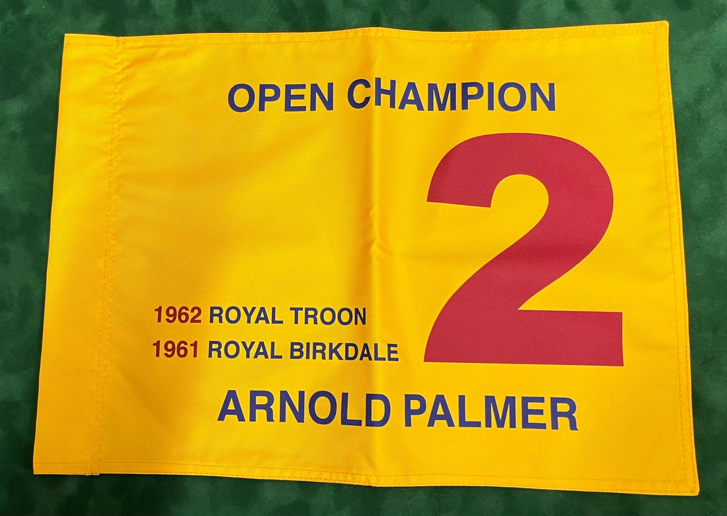 Arnold Palmer Two-Time Open Golf Champion Unsigned Golf Flag (Yellow)