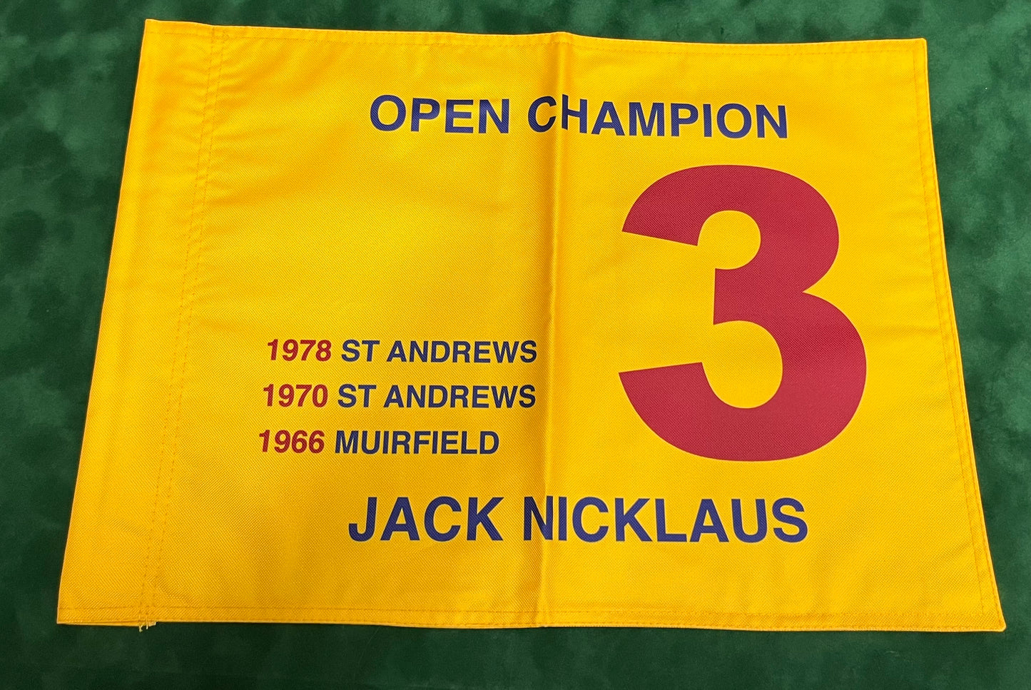 Jack Nicklaus Three-Time Open Golf Champion Unsigned Golf Flag (Yellow)