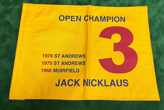 Jack Nicklaus Three-Time Open Golf Champion Unsigned Golf Flag (Yellow)