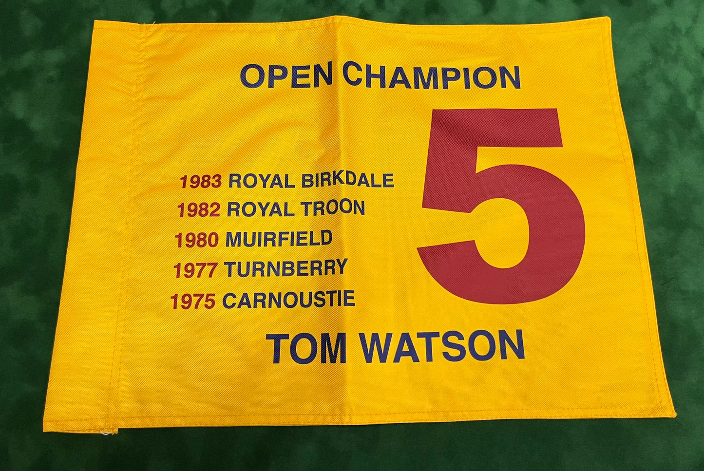 Tom Watson Five-Time Open Golf Champion Unsigned Golf Flag (Yellow)