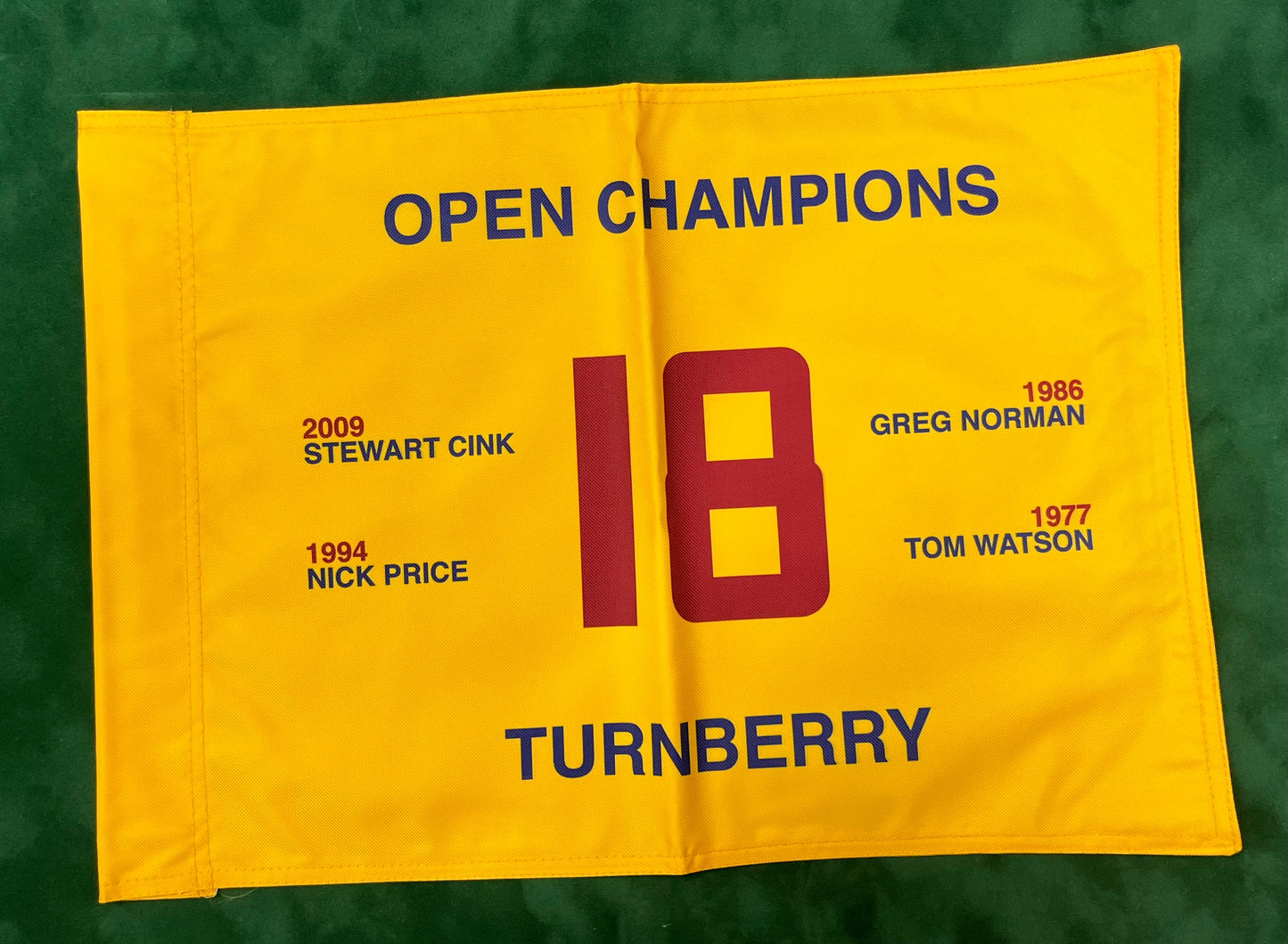 Open Champions at Turnberry (1977-2009) Unsigned Golf Flag (Yellow)