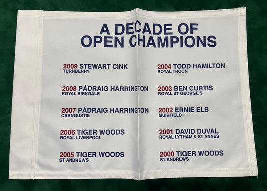 A Decade of Open Champions (2000-2009) Unsigned Golf Flag (White)