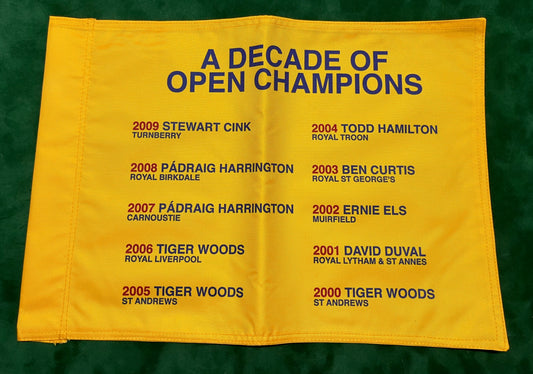 A Decade of Open Champions (2000-2009) Unsigned Golf Flag (Yellow)