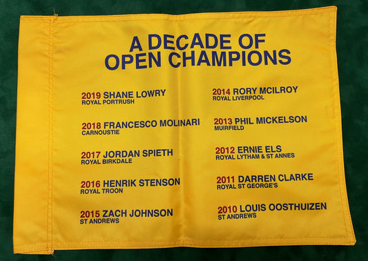 A Decade of Open Champions (2010-2019) Unsigned Golf Flag (Yellow)