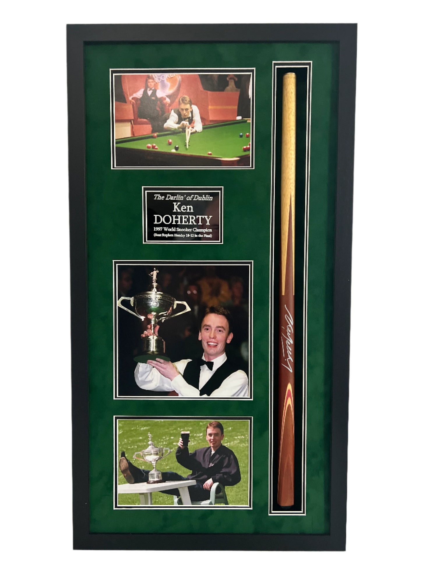 Ken Doherty World Snooker Champion Framed Signed Snooker Cue Display + Cert