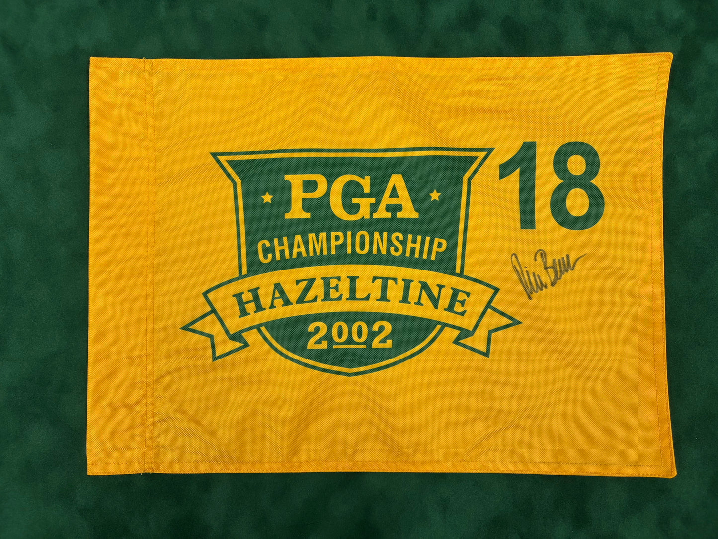 Rich Beem Winner Signed 2002 PGA Championship at Hazeltine Golf Flag + Dealer COA