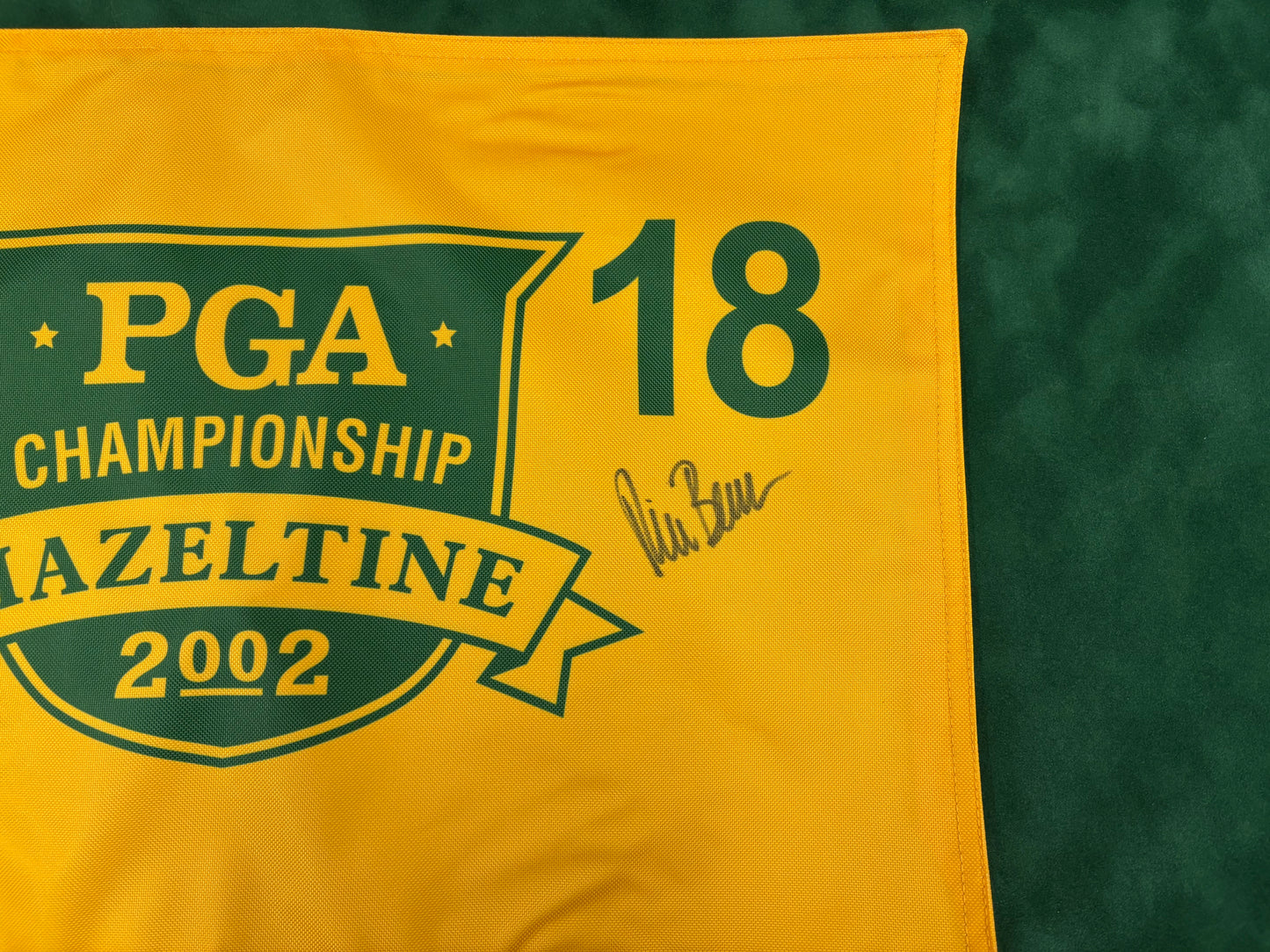 Rich Beem Winner Signed 2002 PGA Championship at Hazeltine Golf Flag + Dealer COA