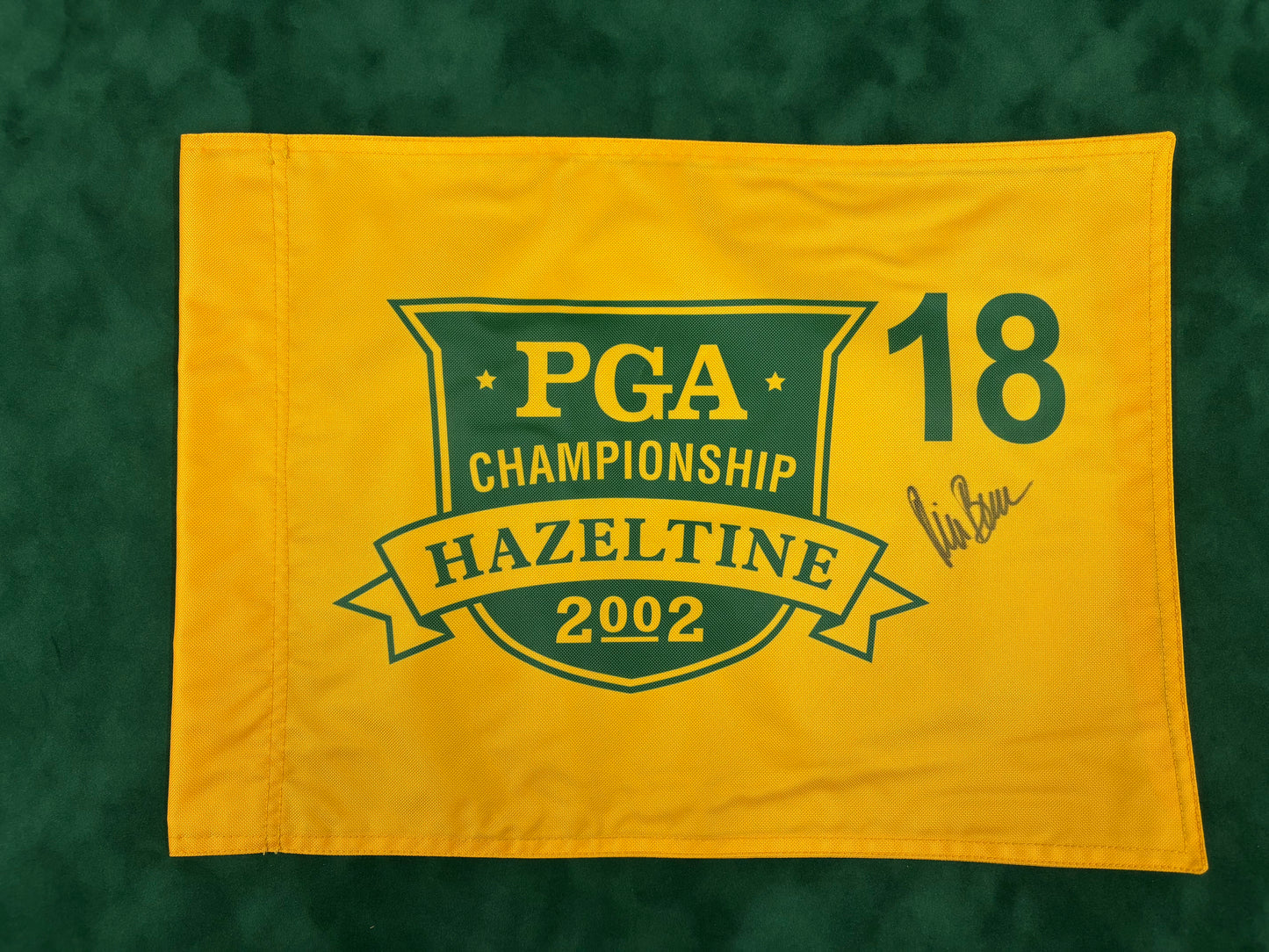 Rich Beem Winner Signed 2002 PGA Championship at Hazeltine Golf Flag + Dealer COA