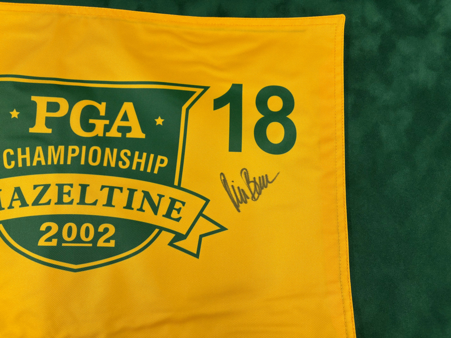Rich Beem Winner Signed 2002 PGA Championship at Hazeltine Golf Flag + Dealer COA