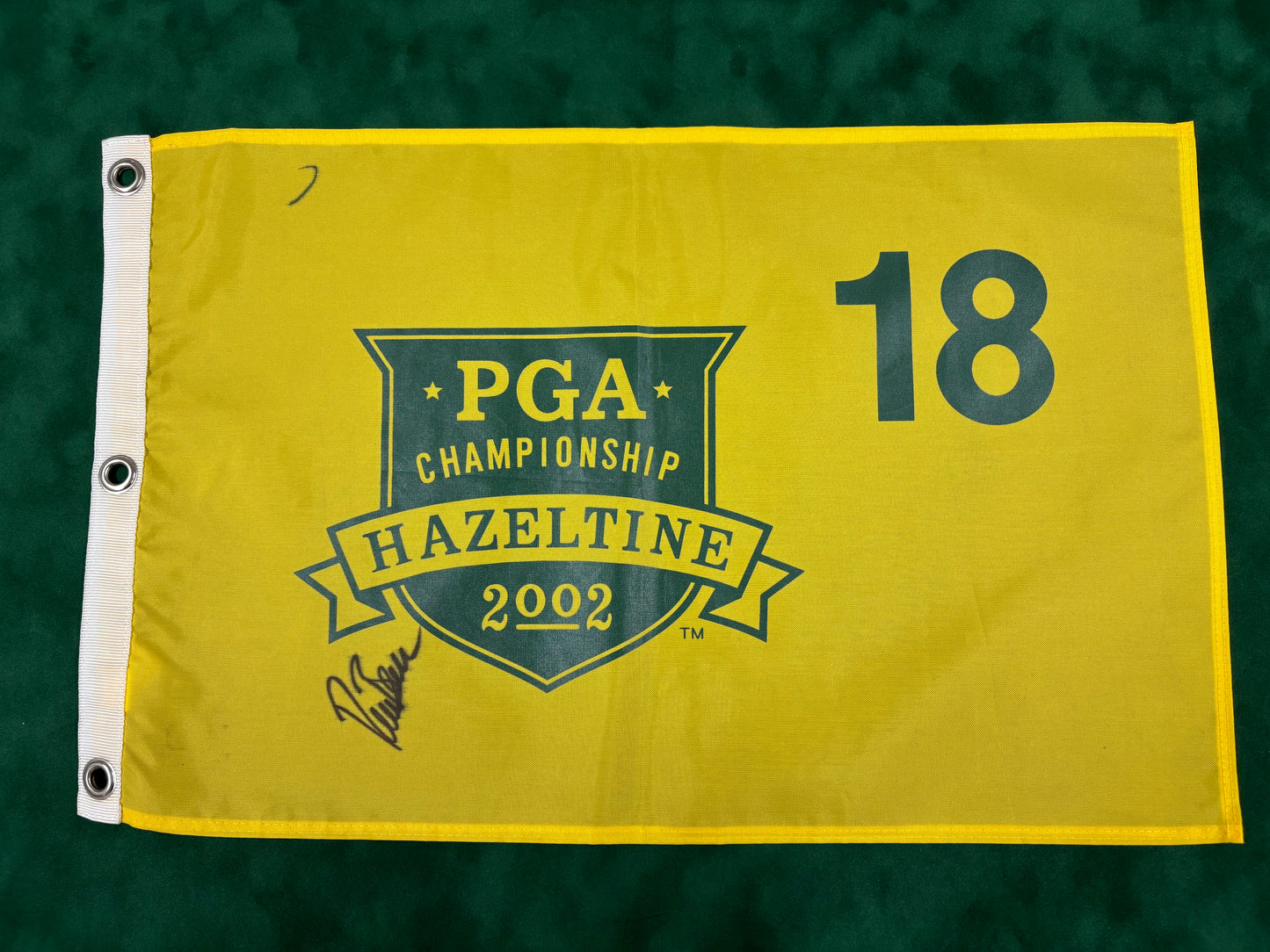 Rich Beem Winner Signed 2002 PGA Championship at Hazeltine Golf Flag + Dealer COA