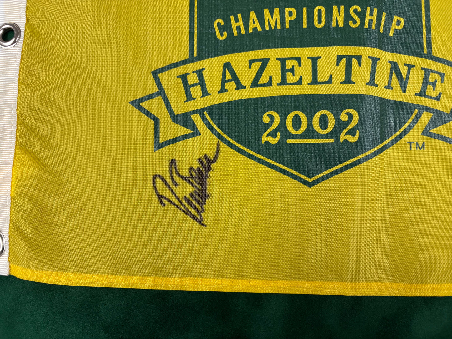 Rich Beem Winner Signed 2002 PGA Championship at Hazeltine Golf Flag + Dealer COA