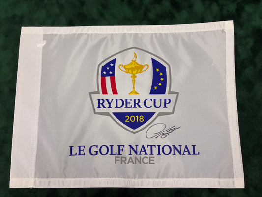 Thomas Bjørn Captain Signed 2018 Ryder Cup at Le Golf National Golf Flag + Cert