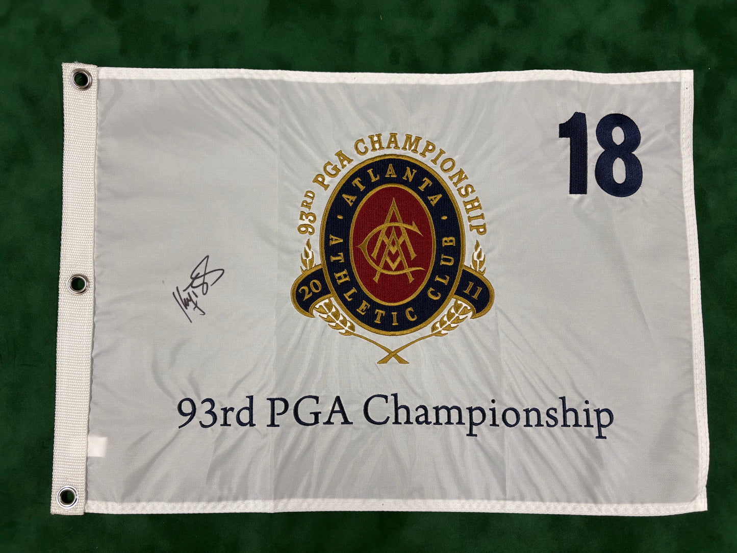 Keegan Bradley 2011 Winner Signed 93rd PGA Championship White Golf Flag + Dealer COA
