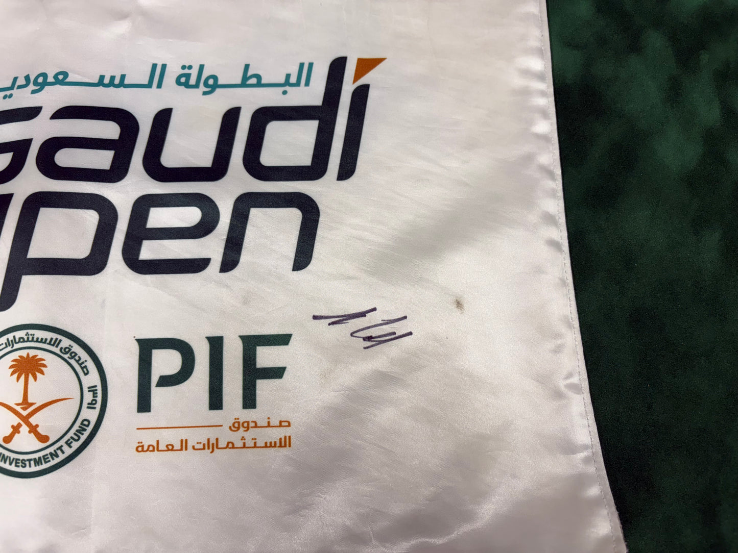 John Catlin 2024 Winner Signed Saudi Open Course Used Golf Flag + Dealer COA