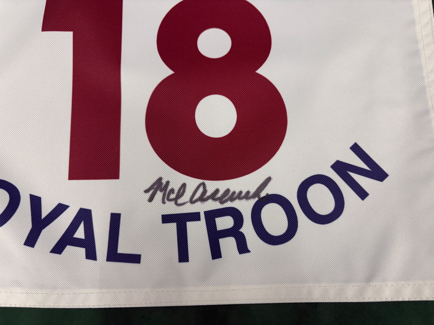 Mark Calcavecchia Winner Signed 118th Open at Royal Troon White Golf Flag + Cert