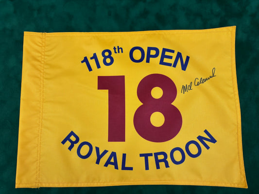 Mark Calcavecchia Winner Signed 118th Open at Royal Troon Golf Flag + Cert