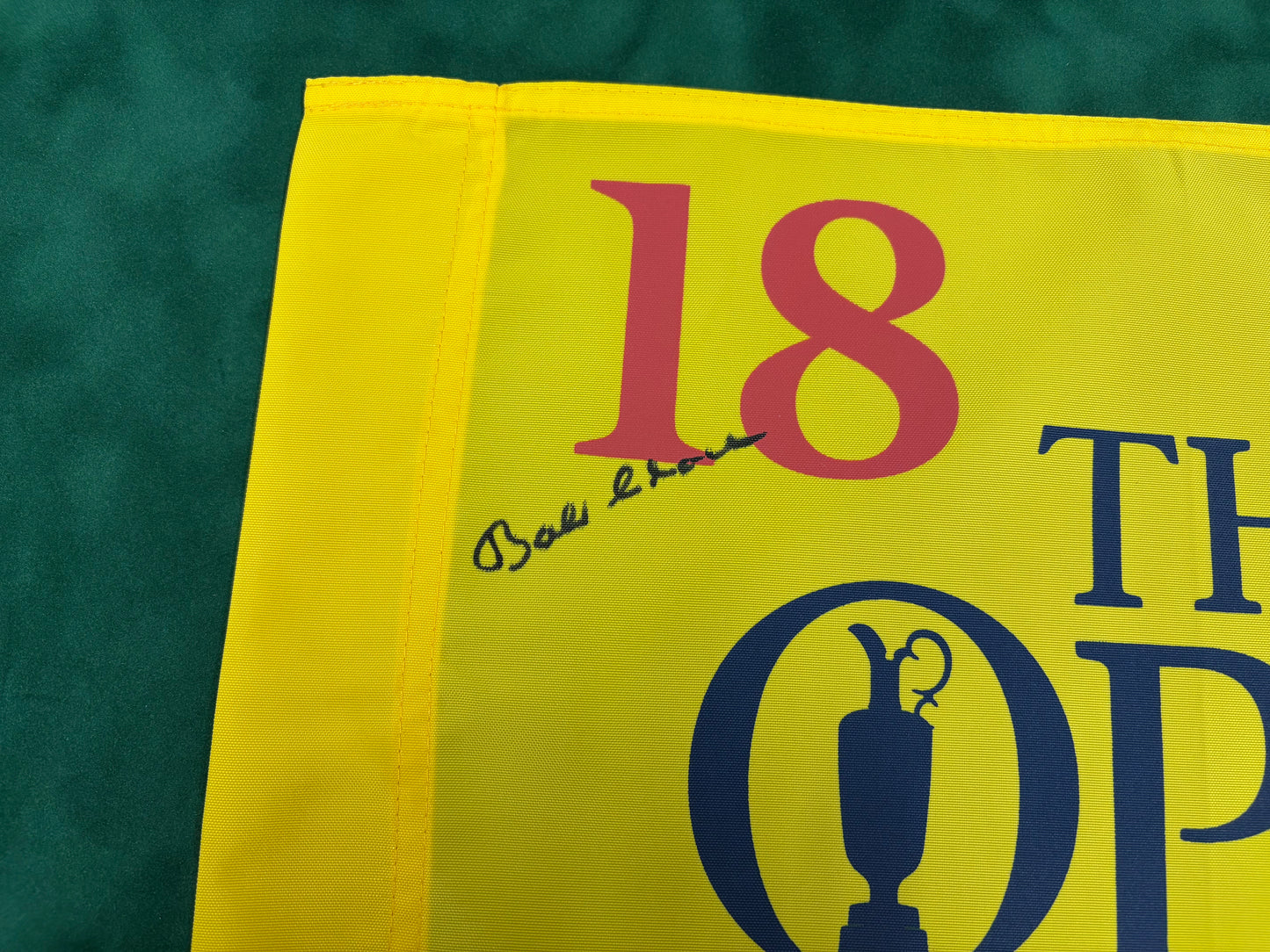 Bob Charles Rare Signed 150th Open at St Andrews Golf Pin Flag + Dealer COA