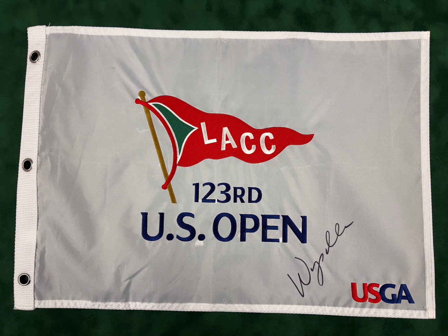 Wyndham Clark Winner Signed 123rd US Open at LACC Golf Flag + Dealer COA