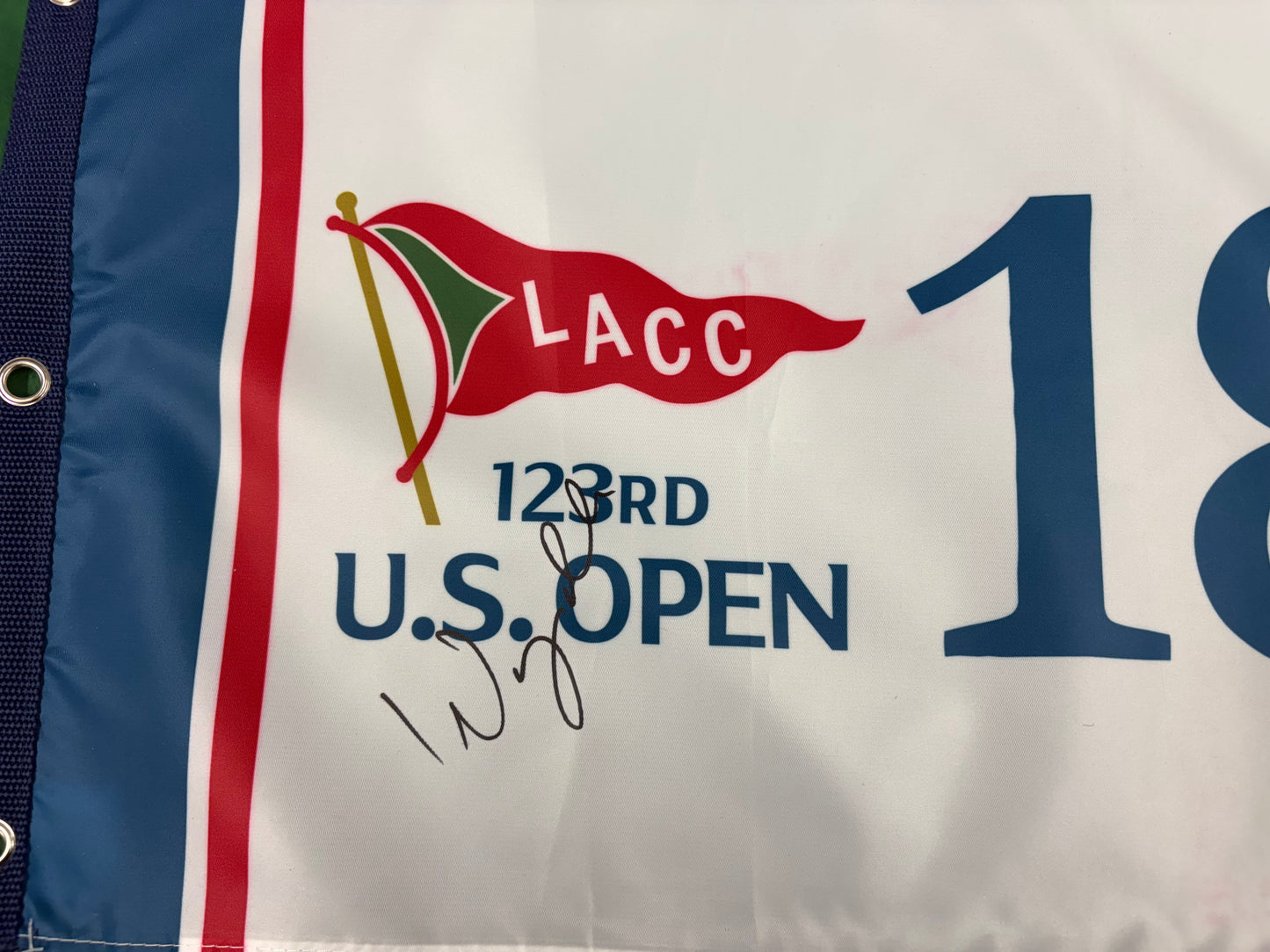 Wyndham Clark Winner Signed 123rd US Open at LACC Golf Flag + Dealer COA
