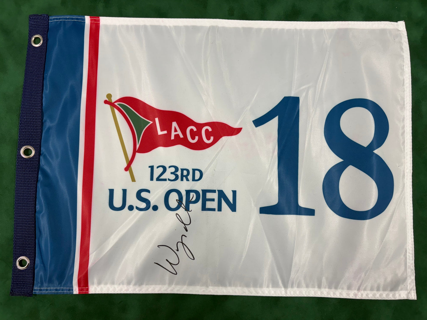 Wyndham Clark Winner Signed 123rd US Open at LACC Golf Flag + Dealer COA