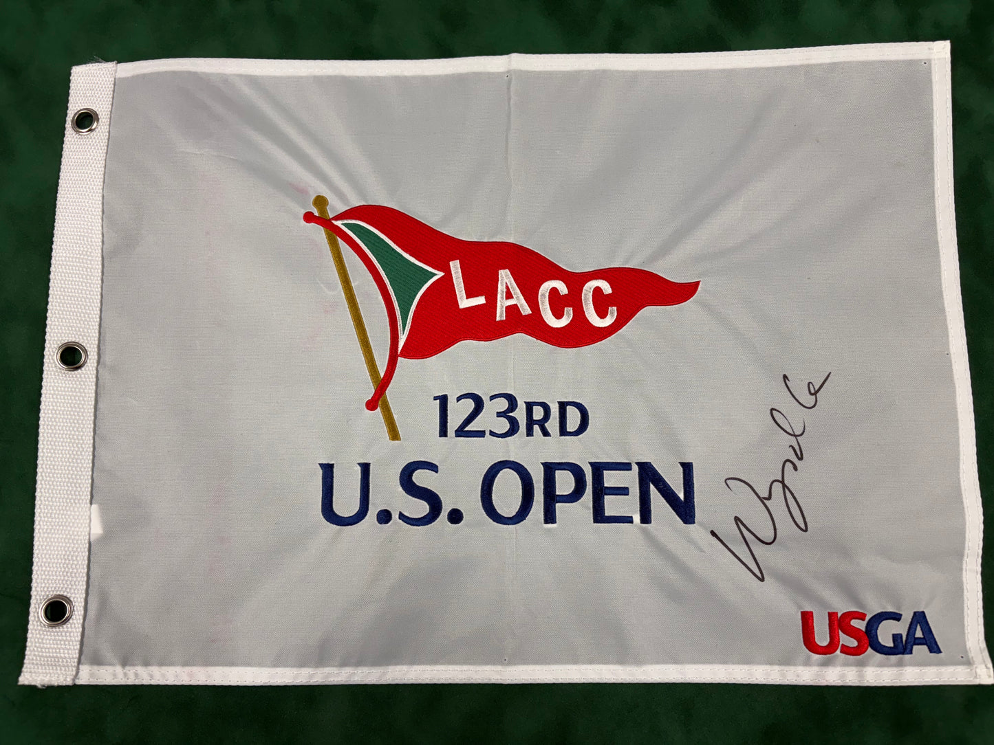 Wyndham Clark Winner Signed 123rd US Open at LACC Golf Flag + Dealer COA