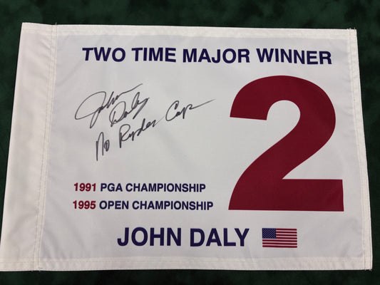 John Daly Two-Time Major Winner 'No Ryder Cup' Signed Limited Edition Golf Flag + Dealer COA