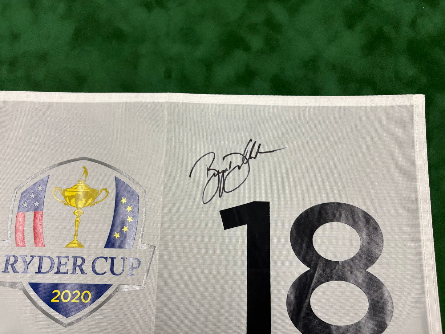 Bryson DeChambeau Signed 2020 Ryder Cup at Whistling Straits 18th Golf Flag + Cert