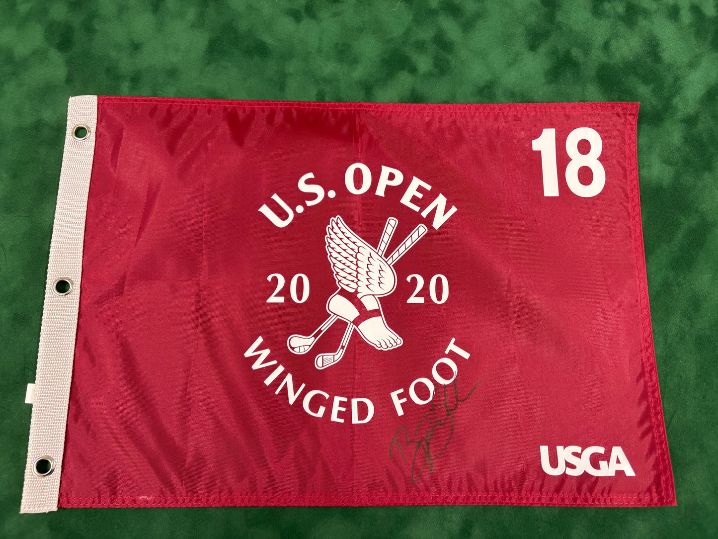 Bryson DeChambeau Winner Signed 2020 US Open at Winged Foot Golf Flag + Cert