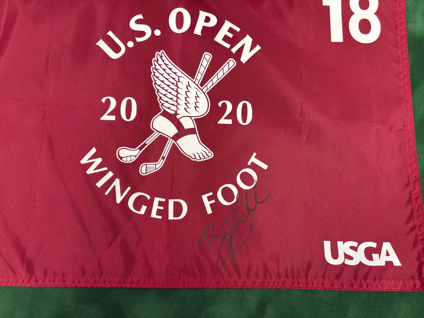 Bryson DeChambeau Winner Signed 2020 US Open at Winged Foot Golf Flag + Cert