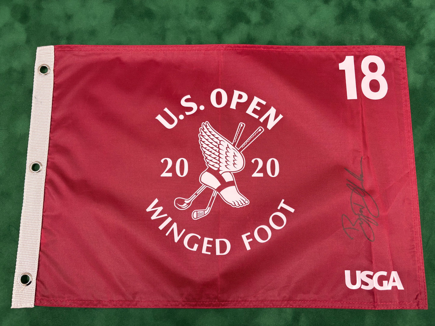 Bryson DeChambeau Winner Signed 2020 US Open at Winged Foot Golf Flag + Cert