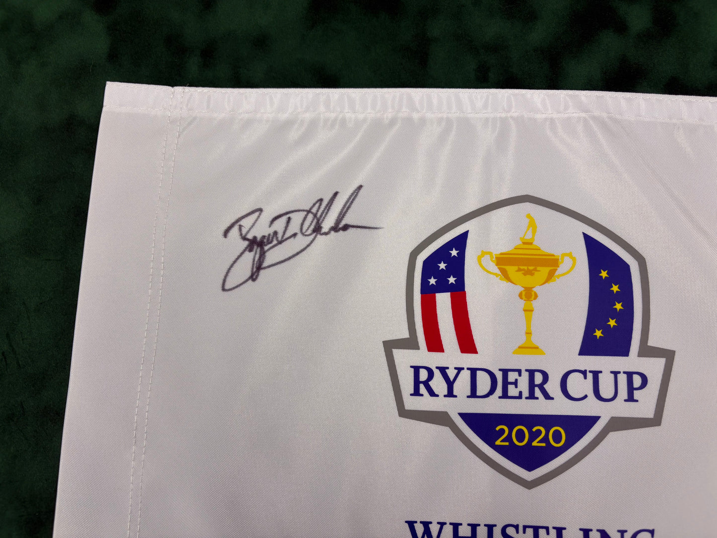 Bryson DeChambeau Signed 2020 Ryder Cup at Whistling Straits Golf Flag + Cert