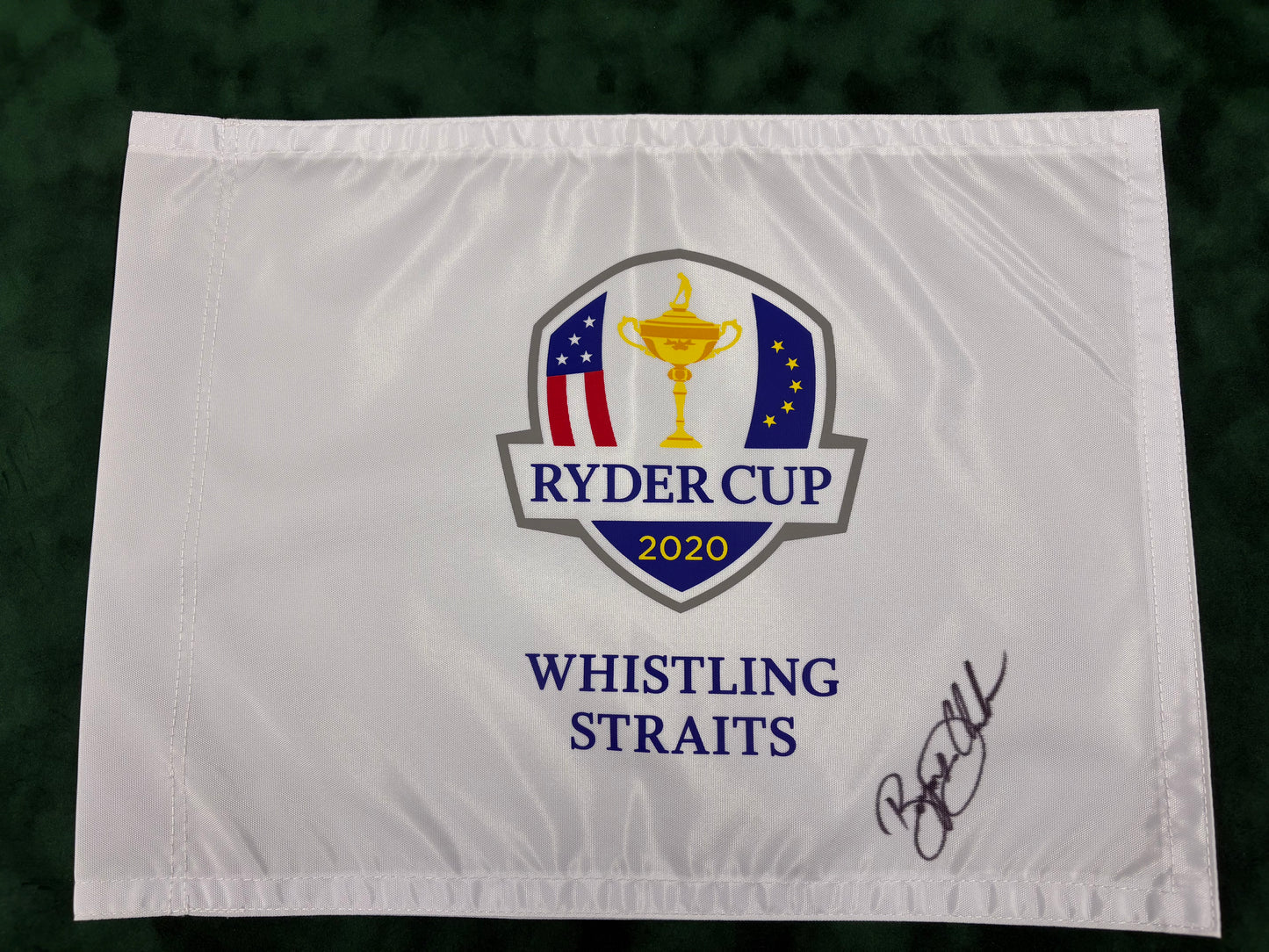 Bryson DeChambeau Signed 2020 Ryder Cup at Whistling Straits Golf Flag + Cert