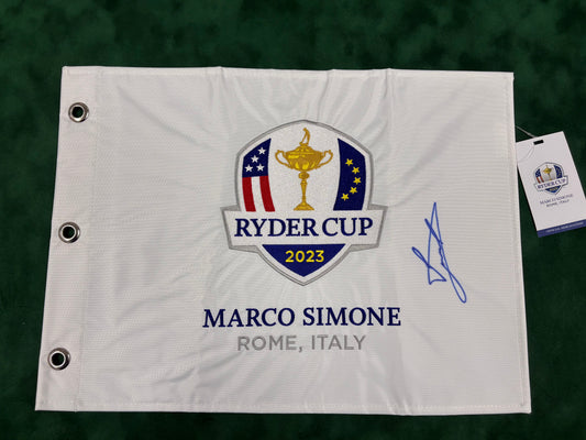 Luke Donald Captain Signed 2023 Ryder Cup at Marco Simone Embroided Golf Flag + Cert