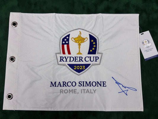 Luke Donald Captain Signed 2023 Ryder Cup at Marco Simone Embroided Golf Flag + Cert